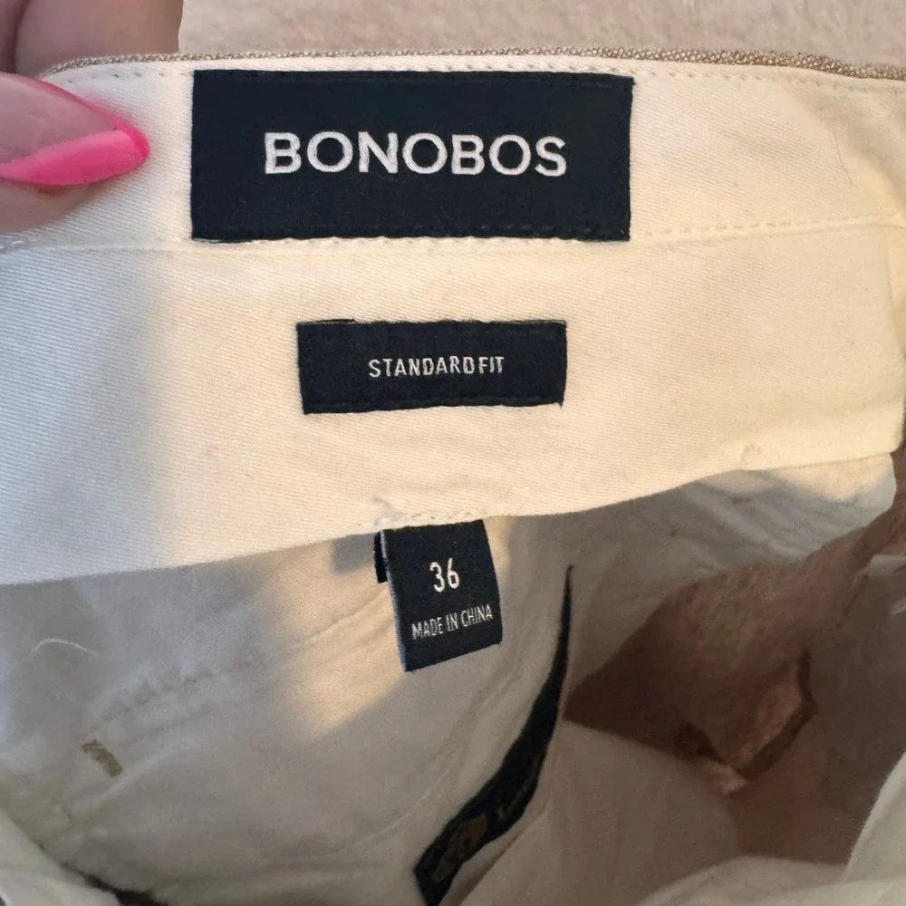 Bonobos Mens Standard Fit Linen Pants‎ Tan Khaki Flat Front Trousers Size 36